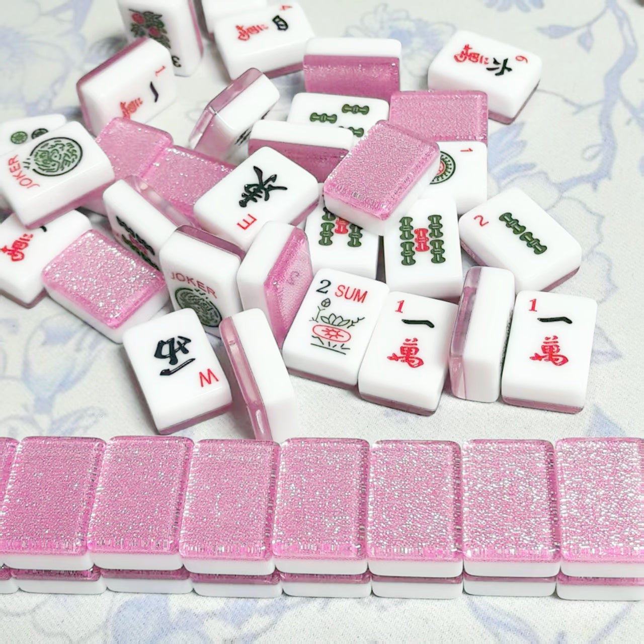 Pink Glitter Acrylic Tiles back view by The Bam Bar
